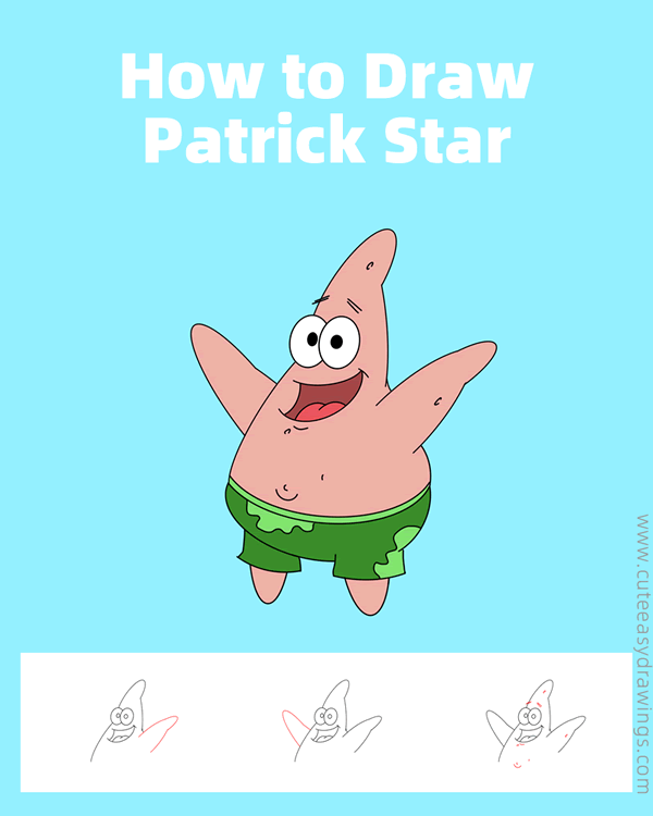 how to draw patrick star - www.cuteeasydrawings.com