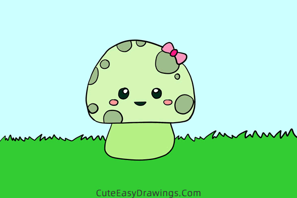 how to draw a cartoon mushroom - www.cuteeasydrawings.com