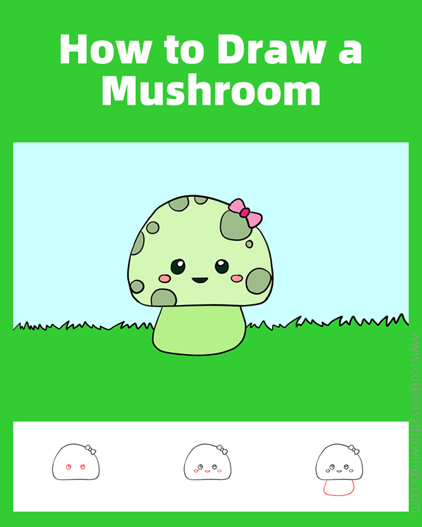 how to draw a cartoon mushroom - www.cuteeasydrawings.com