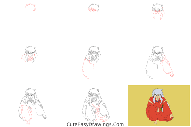 how to draw inuyasha - www.cuteeasydrawings.com