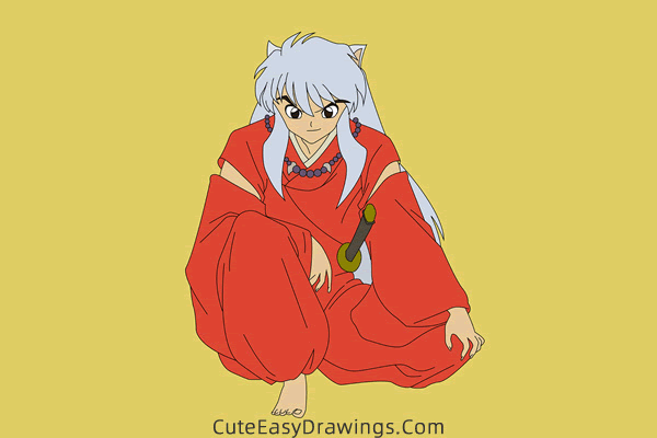 how to draw inuyasha - www.cuteeasydrawings.com