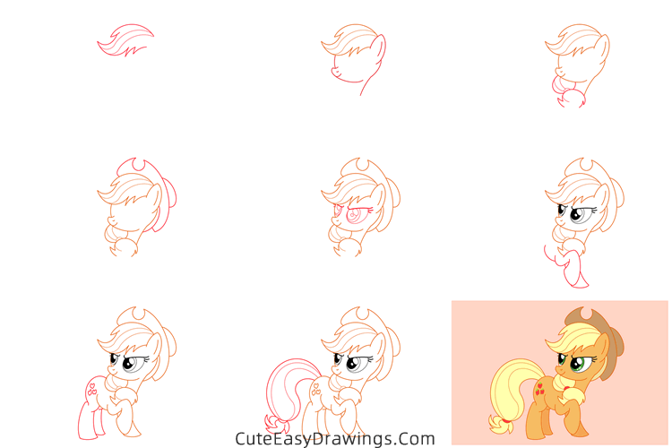 how to draw applejack from my little pony - www.cuteeasydrawings.com