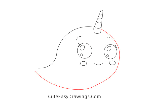 how to draw a narwhal - www.cuteeasydrawings.com