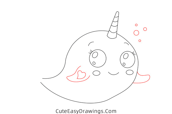 how to draw a narwhal - www.cuteeasydrawings.com