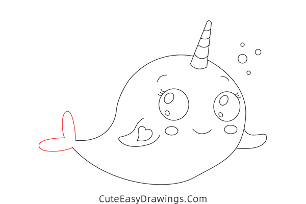 how to draw a narwhal - www.cuteeasydrawings.com