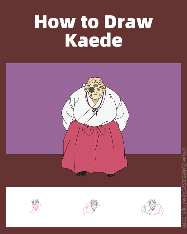 how to draw kaede from inuyasha - www.cuteeasydrawings.com