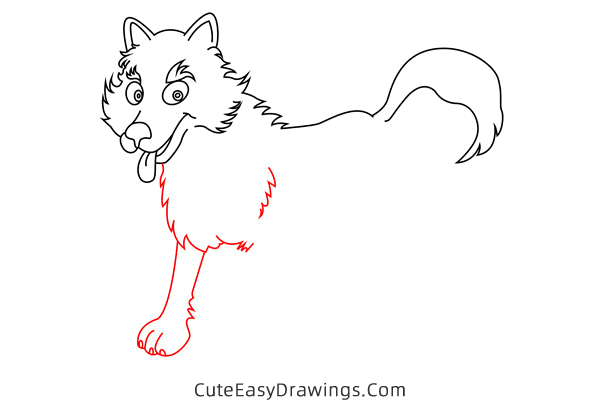 how to draw a wolf - www.cuteeasydrawings.com