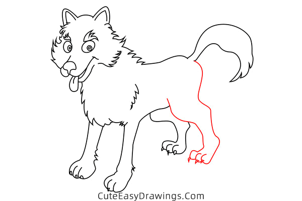 how to draw a wolf - www.cuteeasydrawings.com