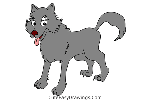 how to draw a wolf - www.cuteeasydrawings.com