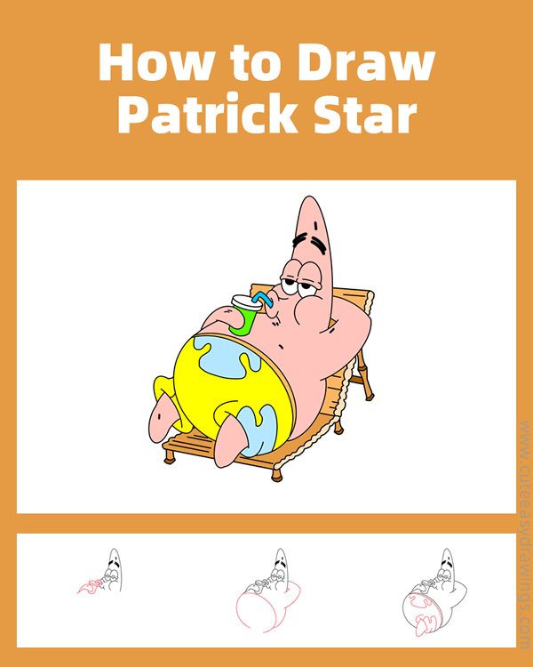 how to draw patrick star from spongebob squarepants - www.cuteeasydrawings.com