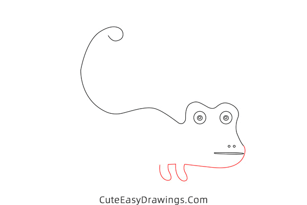 how to draw a chameleon easy - www.cuteeasydrawings.com