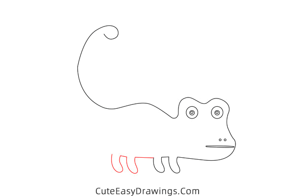 how to draw a chameleon easy - www.cuteeasydrawings.com