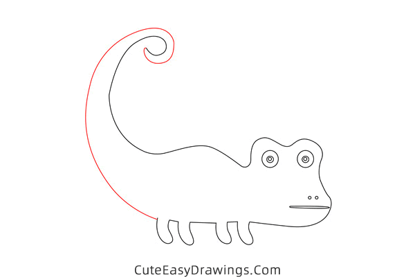 how to draw a chameleon easy - www.cuteeasydrawings.com