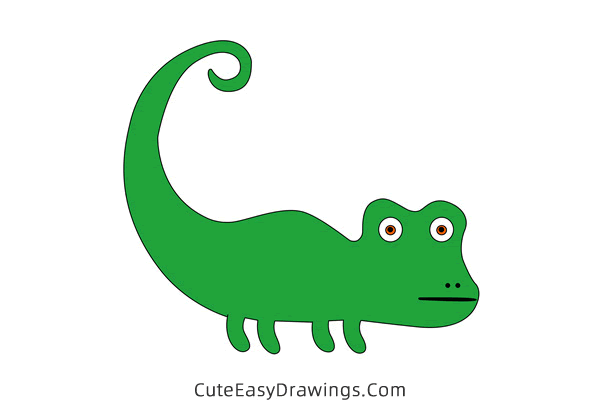 how to draw a chameleon easy - www.cuteeasydrawings.com