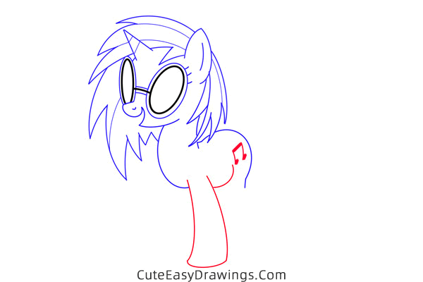 how to draw vinyl scratch from my little pony - www.cuteeasydrawings.com