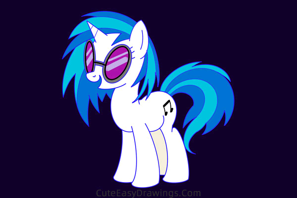 how to draw vinyl scratch from my little pony - www.cuteeasydrawings.com