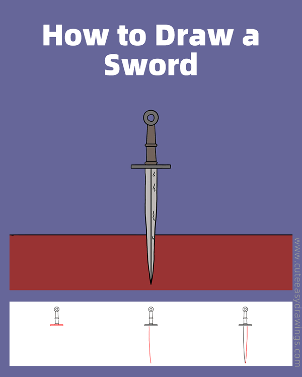 how to draw a sword - www.cuteeasydrawings.com