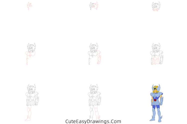 how to draw cygnus hyoga from saint seiya - www.cuteeasydrawings.com