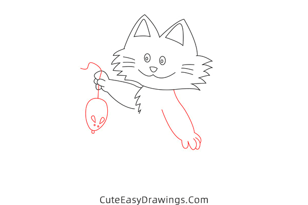 how to draw a cat with a mouse - www.cuteeasydrawings.com