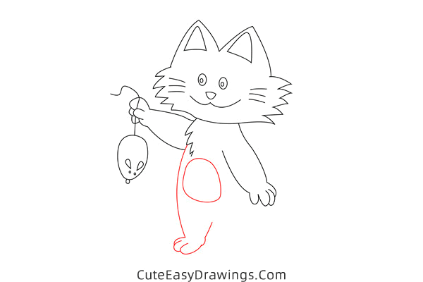 how to draw a cat with a mouse - www.cuteeasydrawings.com