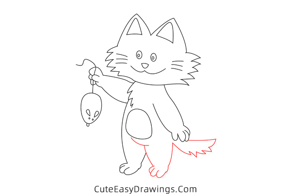 how to draw a cat with a mouse - www.cuteeasydrawings.com