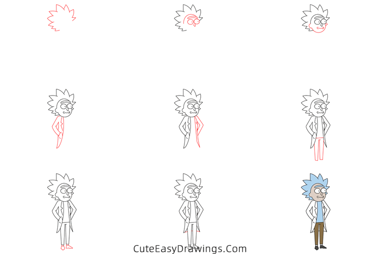 how to draw rick sanchez - www.cuteeasydrawings.com