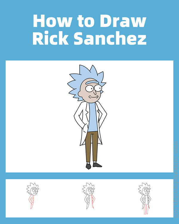 how to draw rick sanchez - www.cuteeasydrawings.com