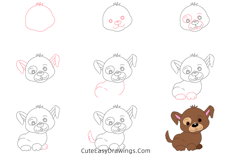 how to draw a cute puppy - www.cuteeasydrawings.com