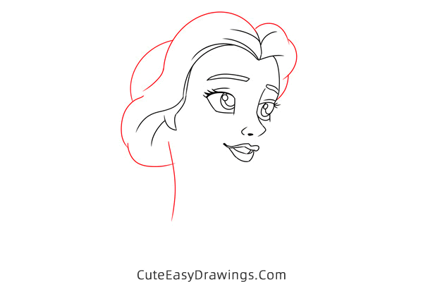 how to draw belle from beauty and the beast - www.cuteeasydrawings.com