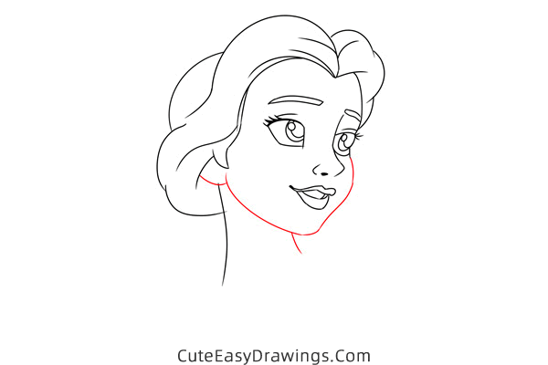 how to draw belle from beauty and the beast - www.cuteeasydrawings.com