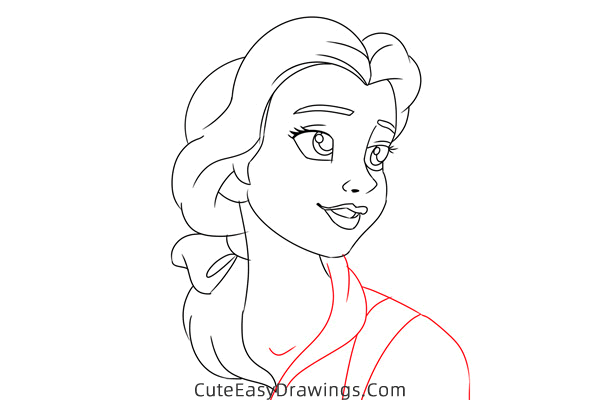 how to draw belle from beauty and the beast - www.cuteeasydrawings.com