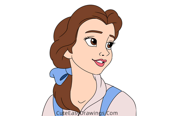 how to draw belle from beauty and the beast - www.cuteeasydrawings.com