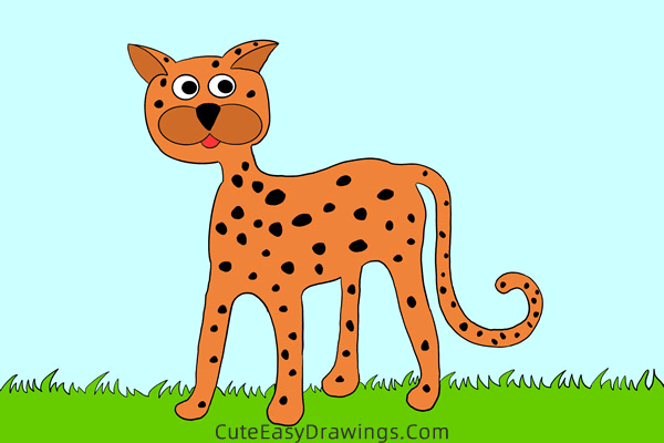 how to draw a cheetah - www.cuteeasydrawings.com