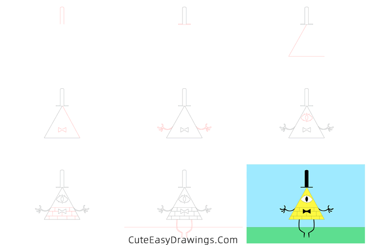 how to draw bill cipher from gravity falls - www.cuteeasydrawings.com