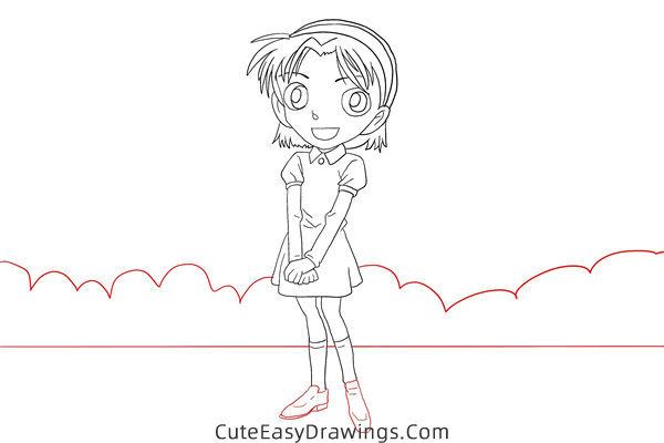 how to draw ayumi yoshida from detective conan - www.cuteeasydrawings.com