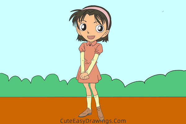 how to draw ayumi yoshida from detective conan - www.cuteeasydrawings.com