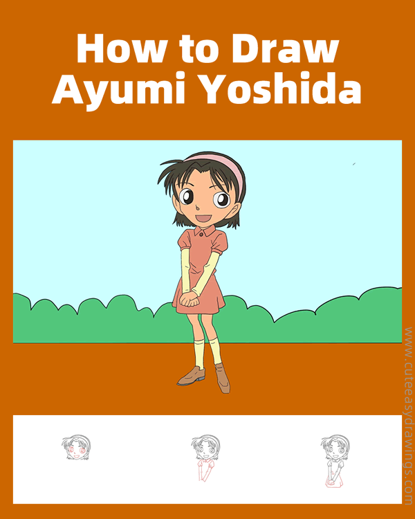 how to draw ayumi yoshida from detective conan - www.cuteeasydrawings.com