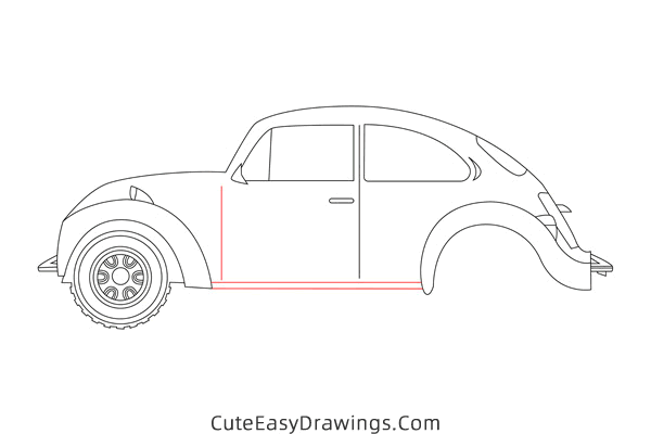 how to draw a volkswagen beetle - www.cuteeasydrawings.com