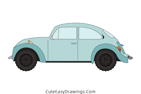 how to draw a volkswagen beetle - www.cuteeasydrawings.com