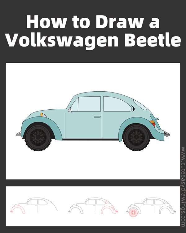 how to draw a volkswagen beetle - www.cuteeasydrawings.com