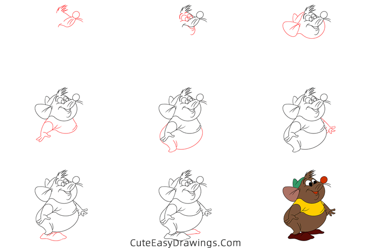 how to draw gus from cinderella - www.cuteeasydrawings.com