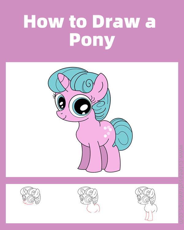 how to draw a pony from my little pony - www.cuteeasydrawings.com