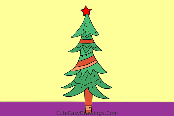 how to draw a christmas tree easy - www.cuteeasydrawings.com