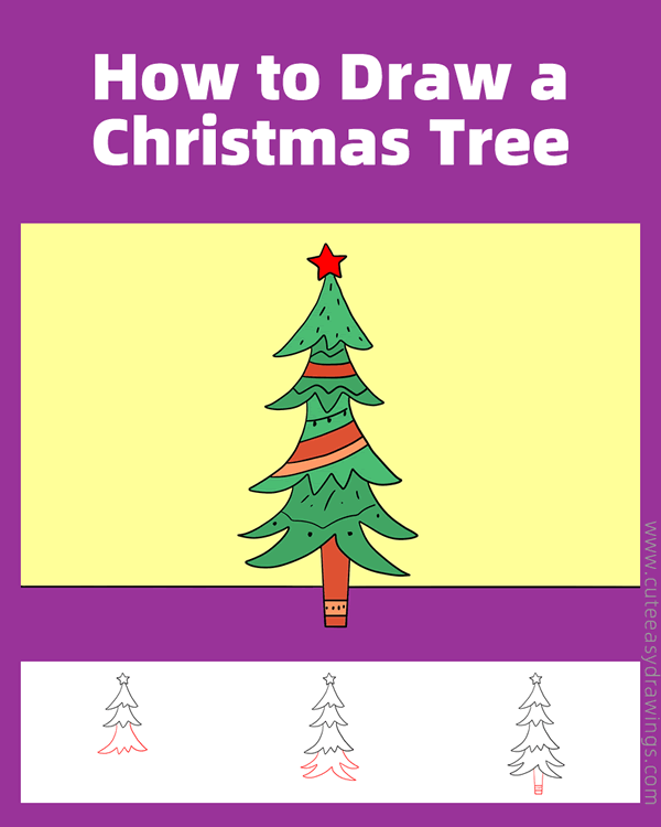 how to draw a christmas tree easy - www.cuteeasydrawings.com