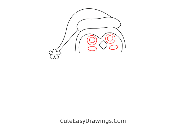 how to draw a christmas penguin - www.cuteeasydrawings.com