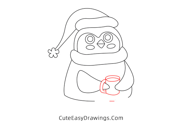 how to draw a christmas penguin - www.cuteeasydrawings.com