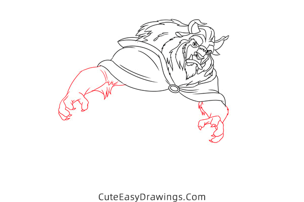 how to draw the beast from beauty and the beast - www.cuteeasydrawings.com