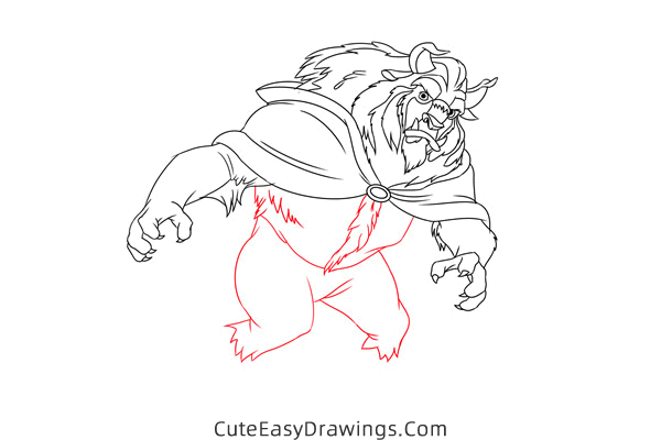 how to draw the beast from beauty and the beast - www.cuteeasydrawings.com