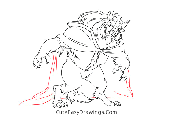 how to draw the beast from beauty and the beast - www.cuteeasydrawings.com