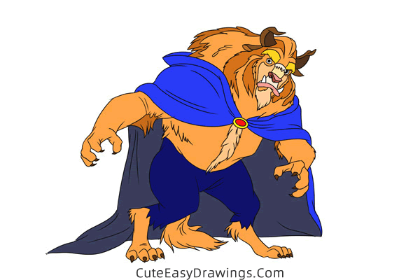 how to draw the beast from beauty and the beast - www.cuteeasydrawings.com